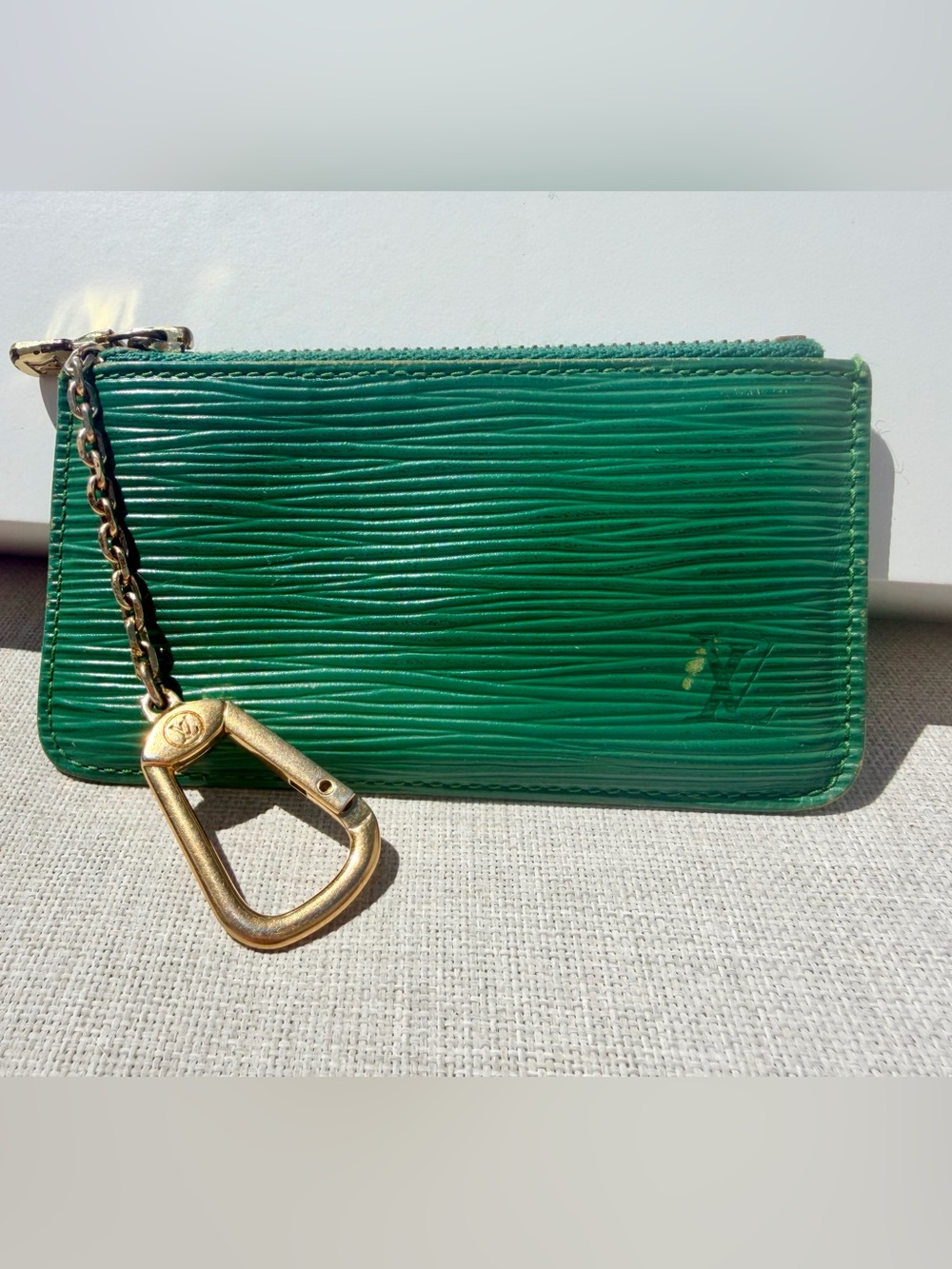 Louis Vuitton Borneo Green Epi Leather Pochette Clés Key Pouch AUTHENTIC